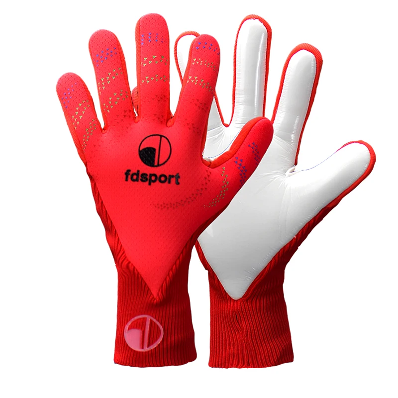 

Профессиональные перчатки вратаря из натурального латекса, 4 мм, красные Нескользящие износостойкие перчатки вратаря, футбольные аксессуа...