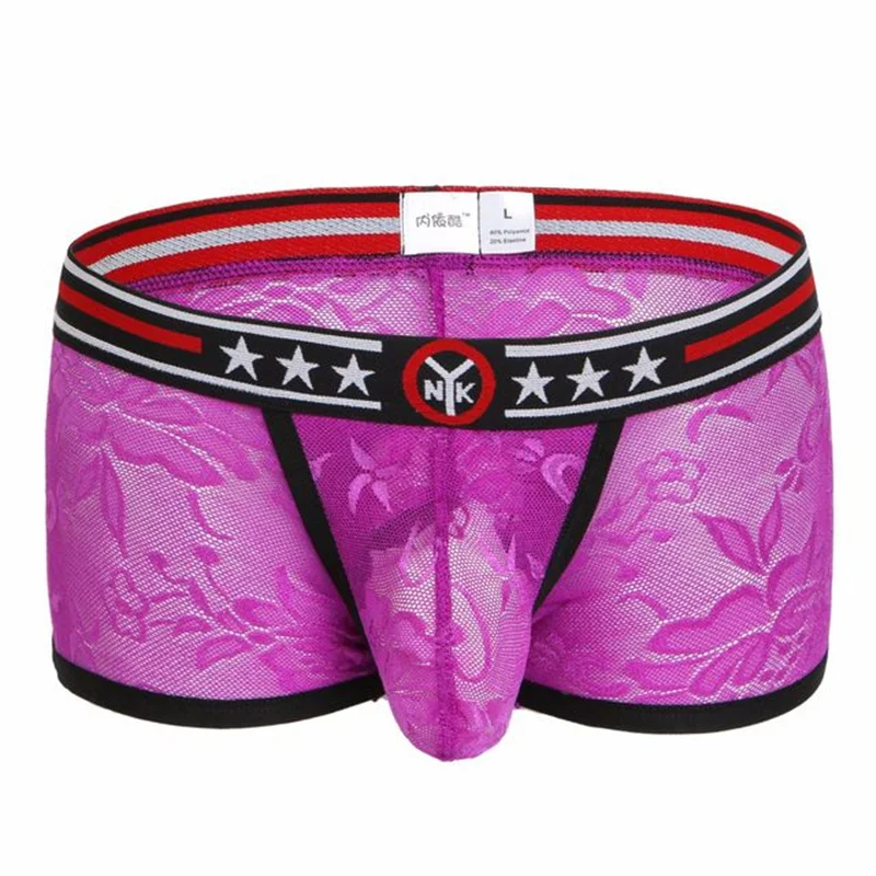 Мужские сексуальные прозрачные трусы с U образным мешочком мужские кружевом