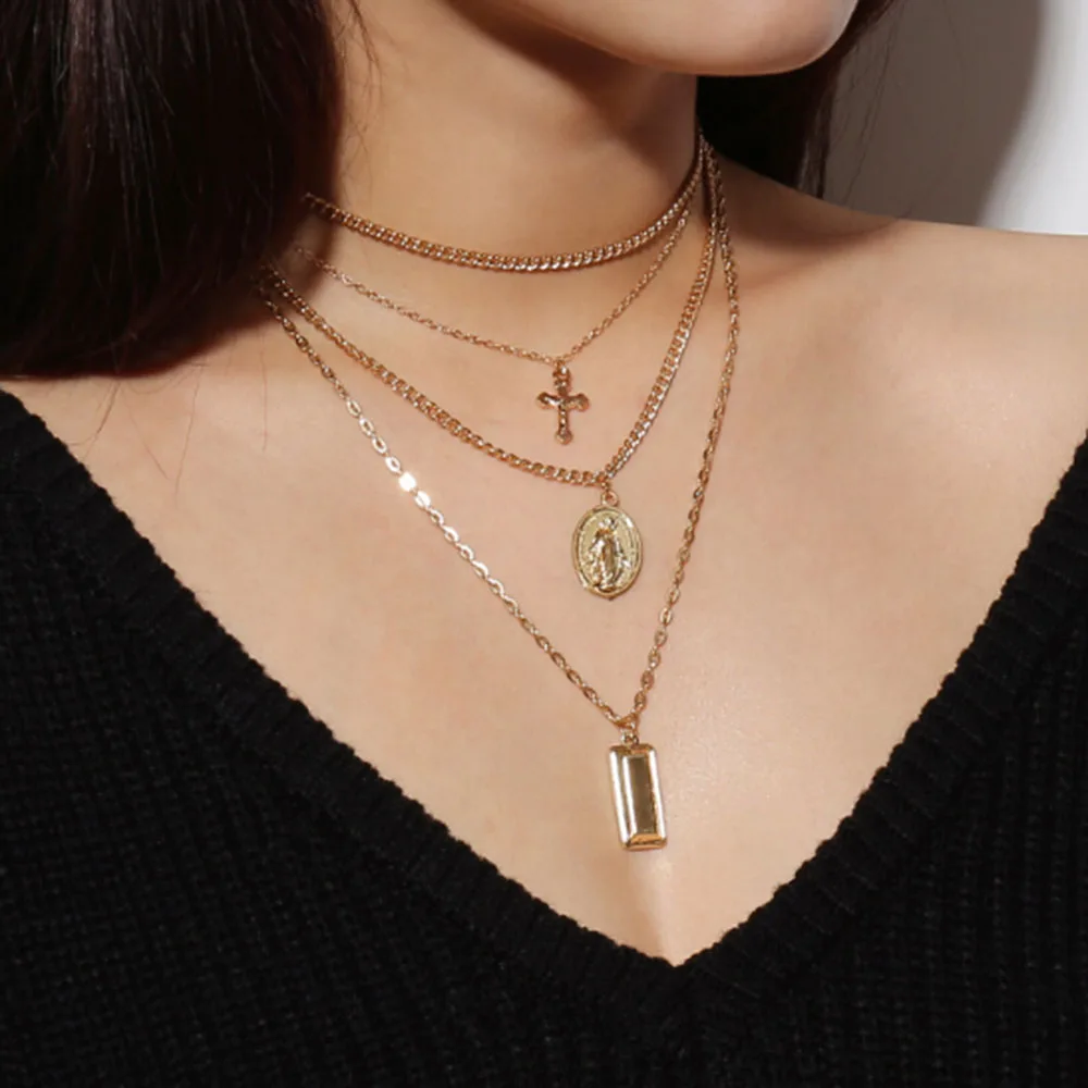 Горячая Распродажа женское модное богемное золотистое многослойное ожерелье с