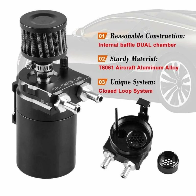 300ML Oil Catch Reservoir Breather Can Tank +Filter Kit Aluminum Engine Waste Gas Recovery Pot | Автомобили и мотоциклы