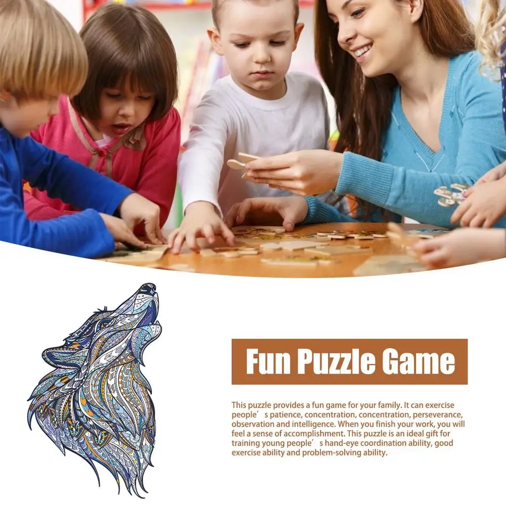 Creativity Jigsaw Puzzle High-quality Basswood Unique Lion Wolf Shape Animal Fun Game Gift For Adults Kids | Игрушки и хобби