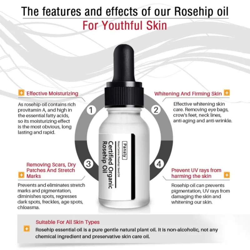 

10ml Rose Hip Skin Care Acne Scar Serum Stretch Marks Remover Rosehip Face Serum Oil Whitening Moisturizer