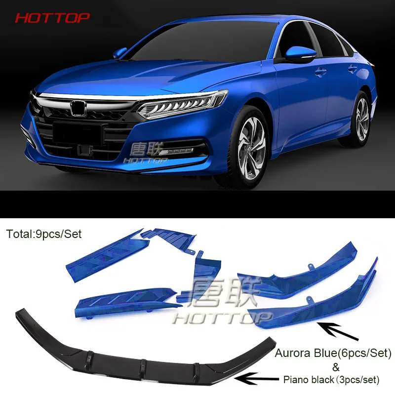 Гоночный автомобиль передний бампер спойлер протектор для Honda Accord 10th спереди и сзади 6 шт. стайлинга автомобилей - Цвет: Black Blue 9pcs