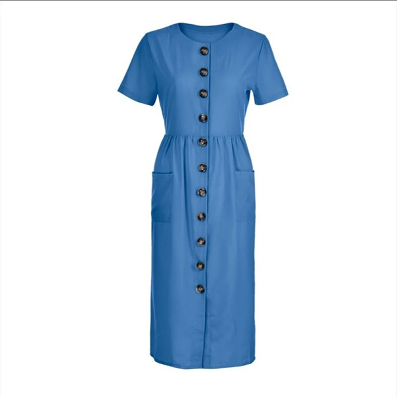 Однотонное Повседневное платье миди женские новые летние платья сексуальные с