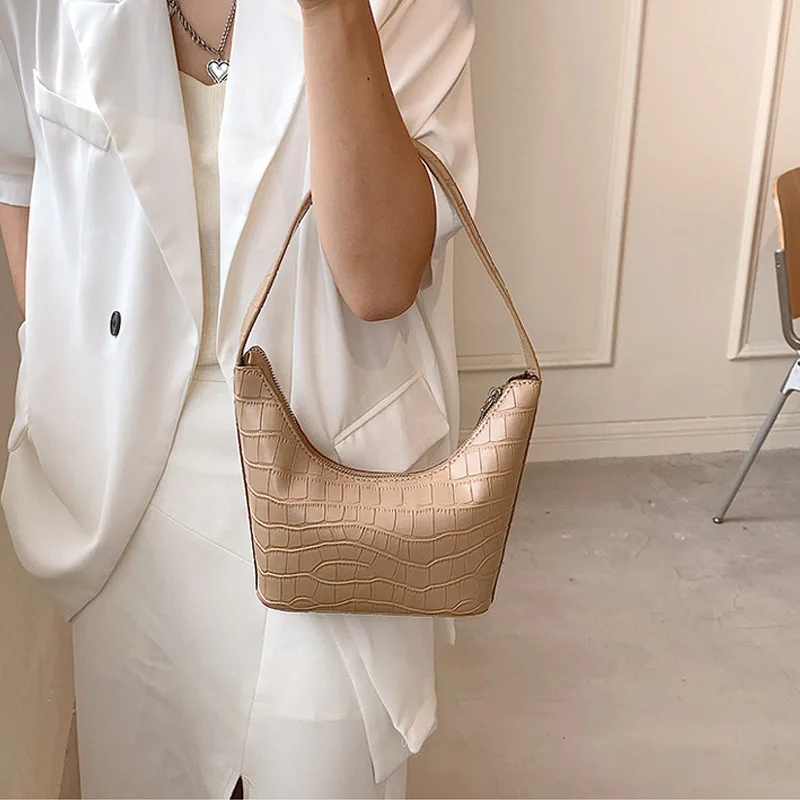 

Bolsa de ombro pequena estampa de crocodilo pu, axilas, para mulheres, 2021, luxuosa, vintage, para moças, bolsa de mão, viagem