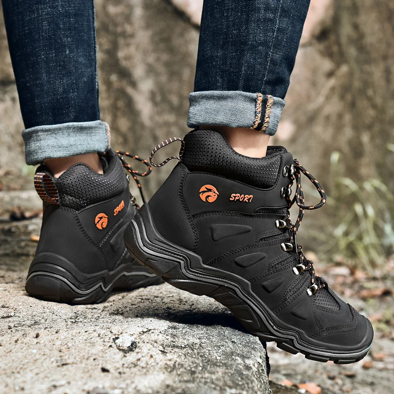 Ботинки мужские из натуральной кожи уличные водонепроницаемые Нескользящие