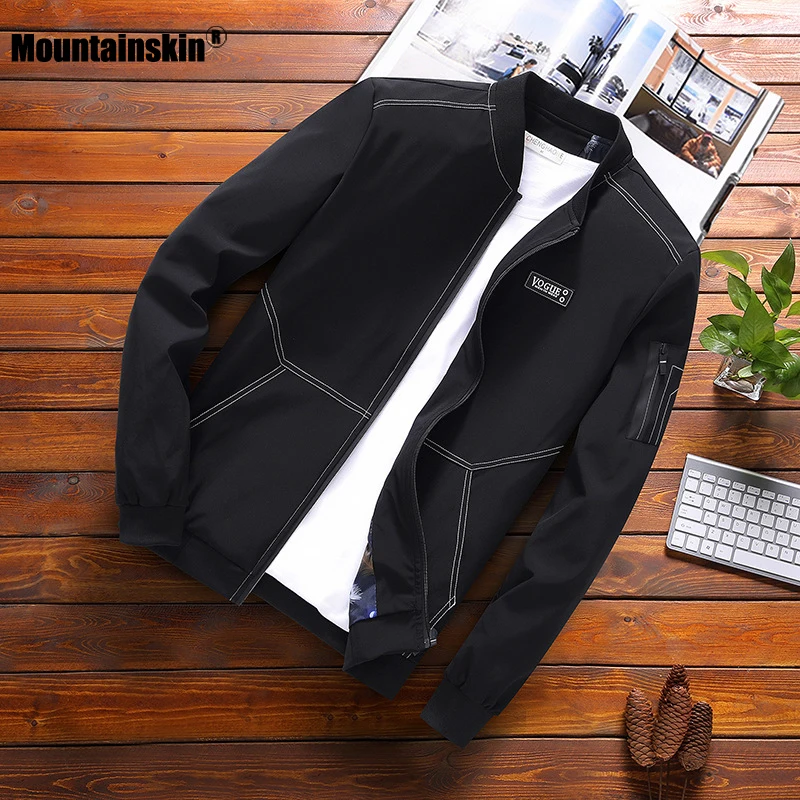 Мужская повседневная куртка Mountainskin однотонная приталенная с Бейсбольным