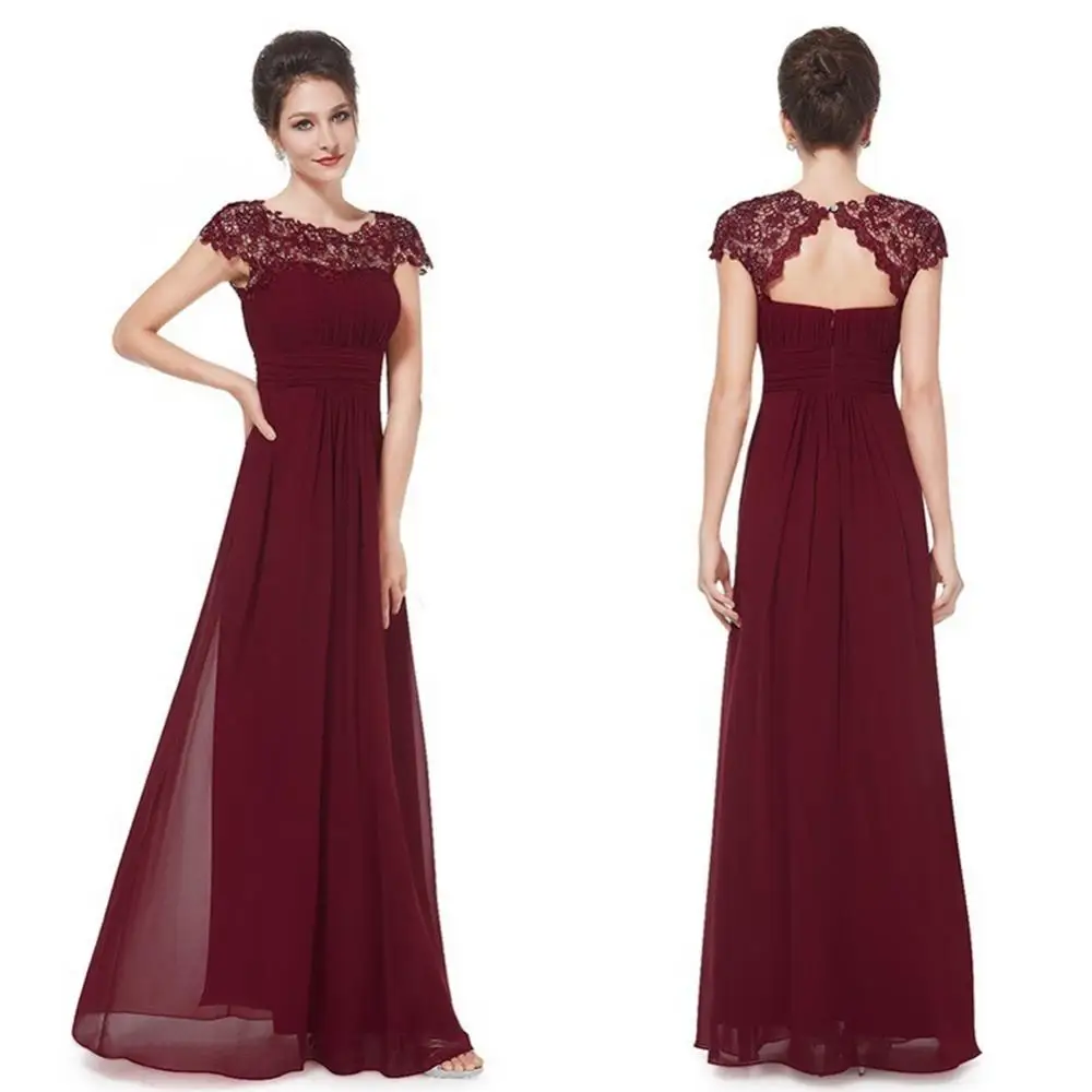 50% Dropshipping!!Elegant Ladies Lace Flower Backless Solid Color Evening Party Long Maxi Dress