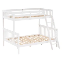 Pine High Tall Mother and Child Bed High and low bed Bunk bed  Vertical Straight Headboard 65 "H Twin over Full White