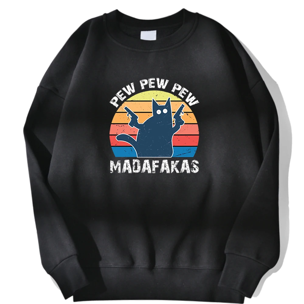 

Personality Letter Cat Pew Madafakas Printed Autumn Men Sportswear Brand Trend Mens Sweatshirts Comfortable Vintage Male Hoody