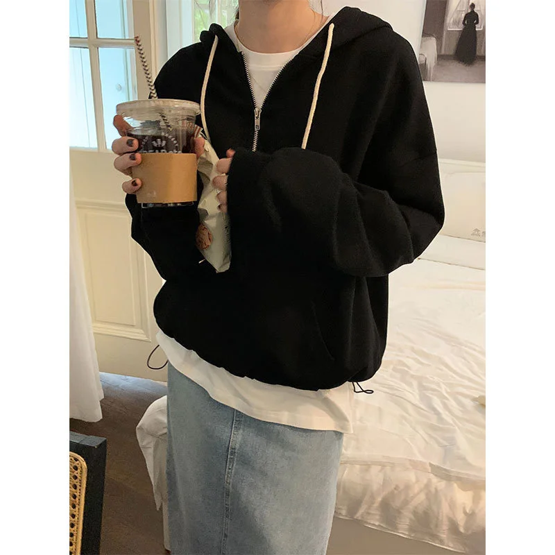 

Женский свитер с капюшоном и молнией, осень 2021