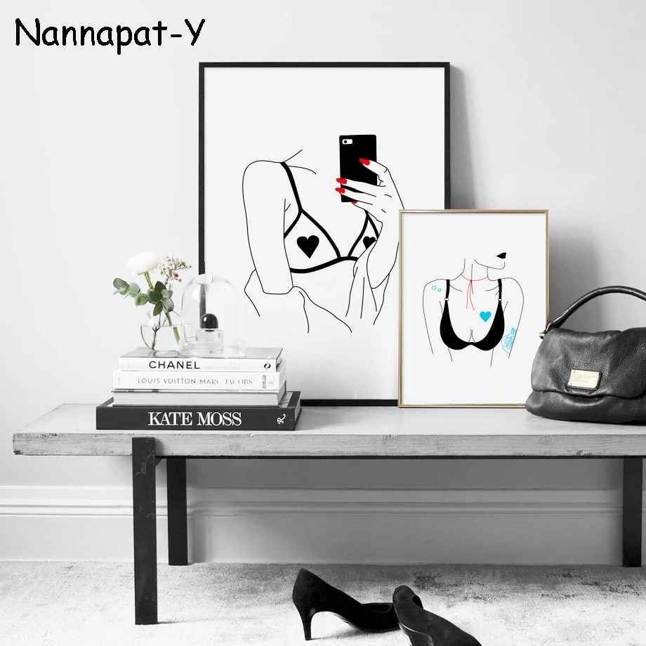 Абстрактная Картина на холсте с изображением сексуальной девушки татуировкой