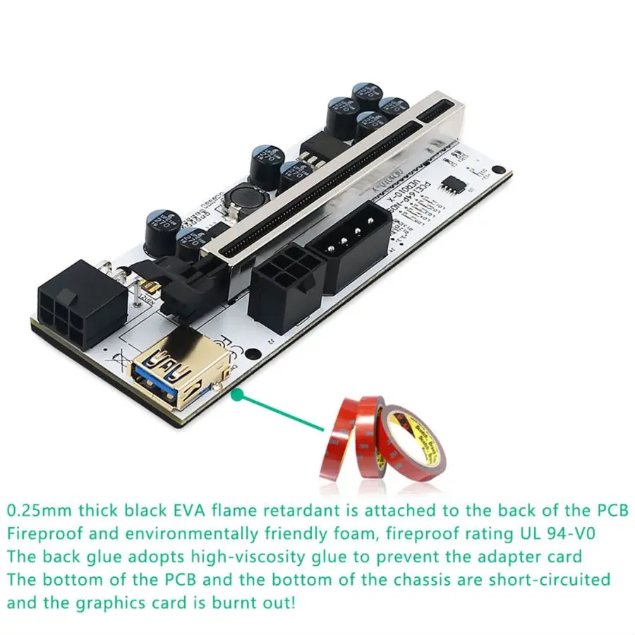 Riser 010 PCI-E карта расширения VER010 PCI Express PCIE 1X до 16X Расширительная со светодиодной