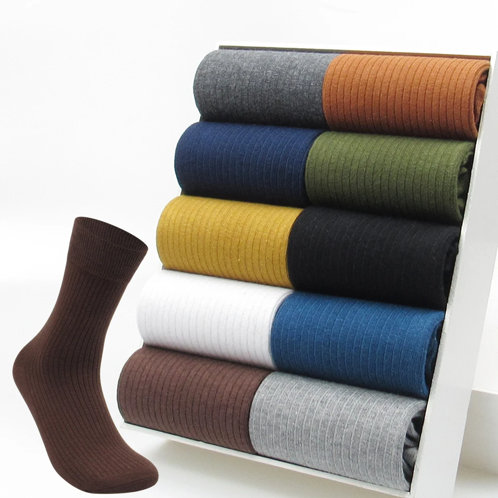 

Hot Sale New Autumn Winter Men's Warm Socks For Man Colorful High Quality Double Needle Casual Sports Cotton Socks 5 Pairs