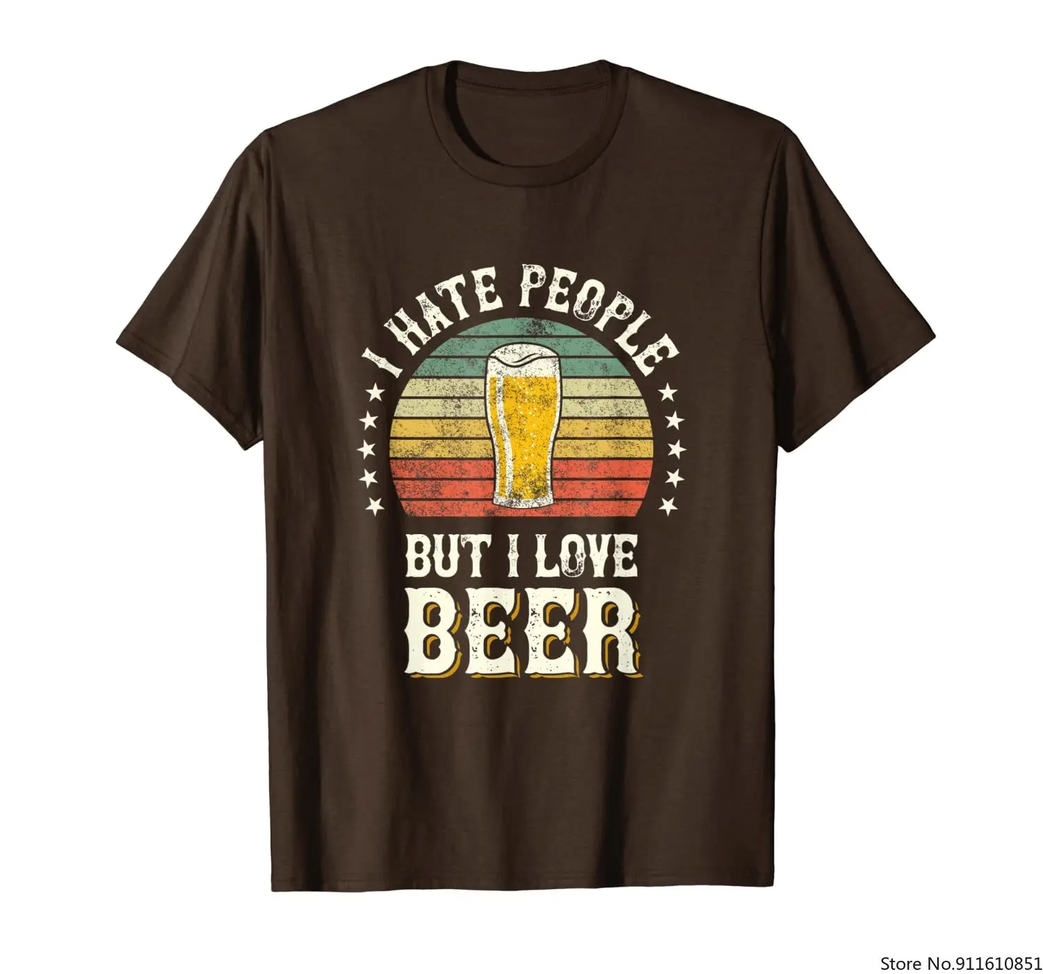 I hate people but love beer Retro забавное пиво футболка|Мужские футболки| |