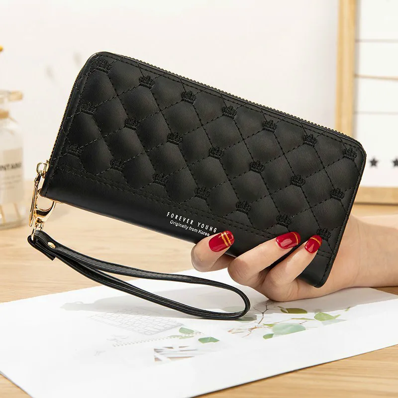 Женский Длинный кошелек из ПУ кожи с вышивкой|Женские кошельки| |