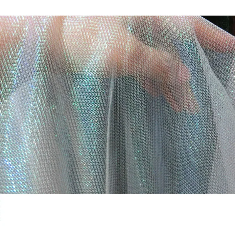 Блестящая вуаль ткань металлическая мигающая сетка волшебный цвет свадебное
