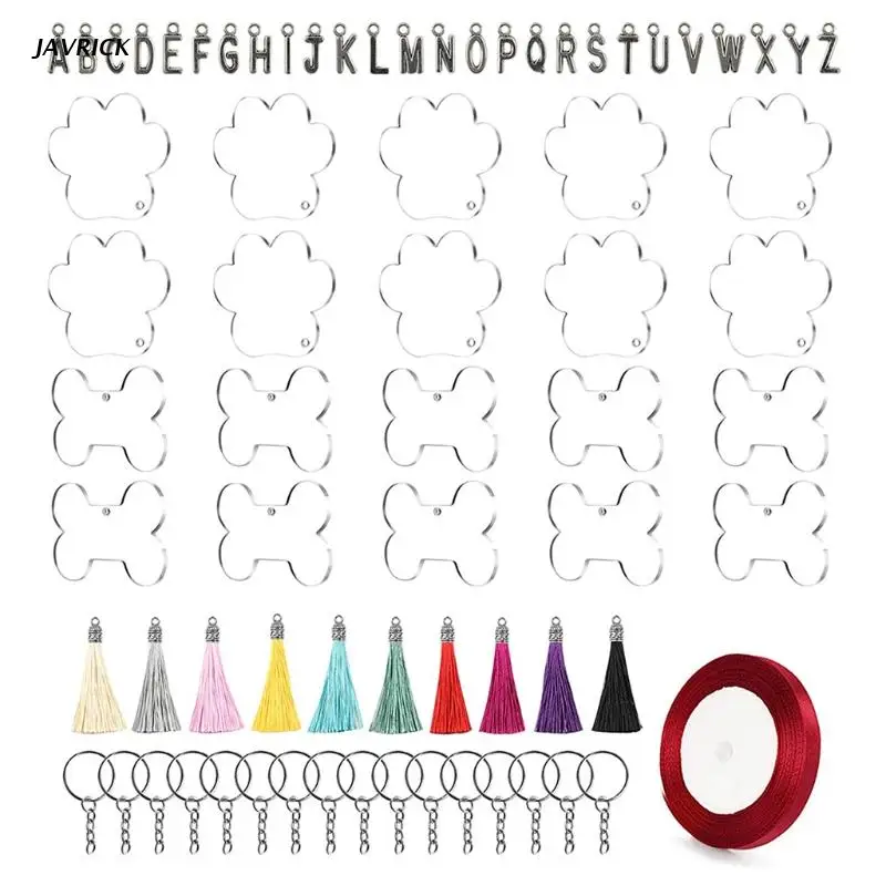 

Заготовки для брелоков 34 шт. прозрачные акриловые заготовки брелок с кисточками декоративные брелоки Набор для изготовления брелоков