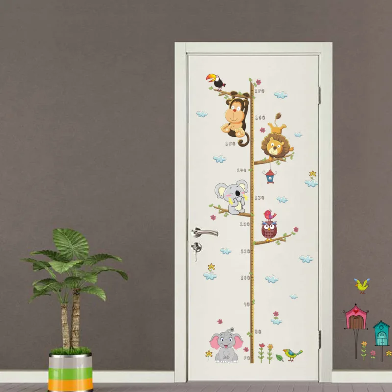 Новинка Мультяшные животные Лев обезьяна Сова слон измеритель роста Настенная