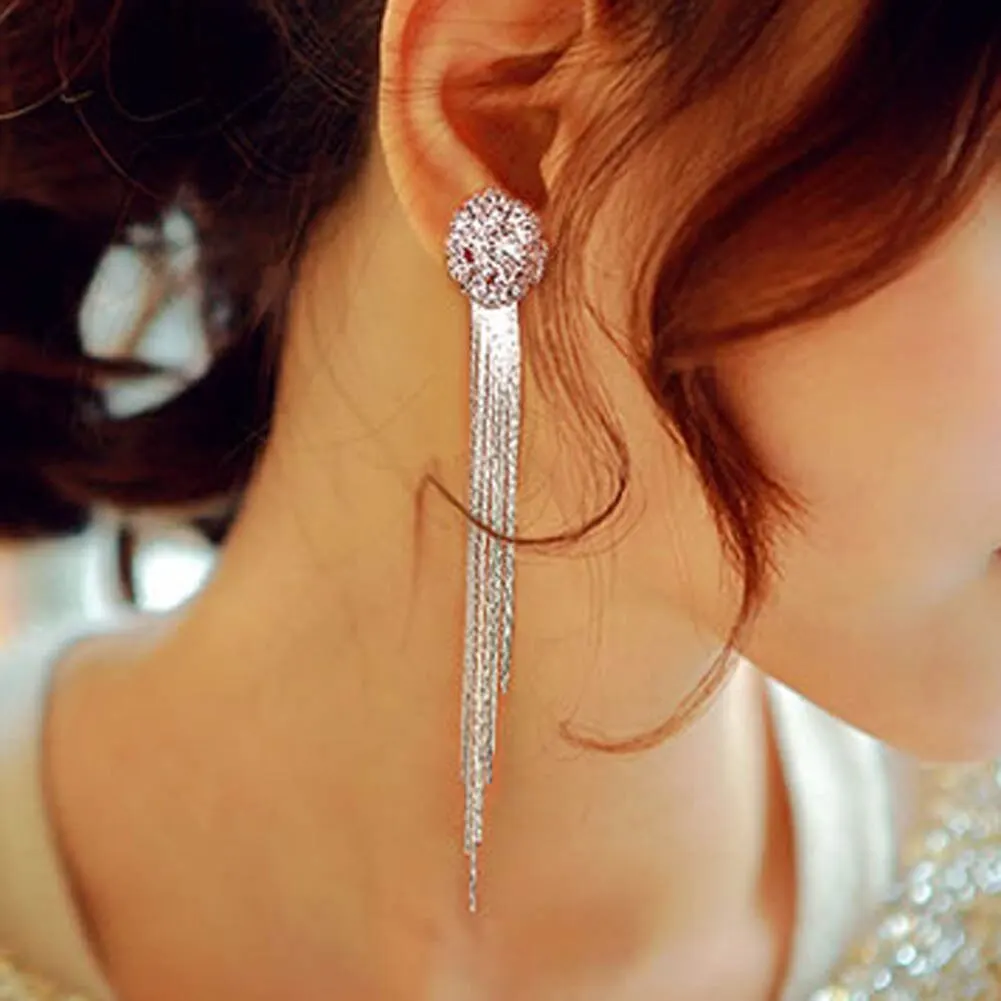 

New 1Pair Long Tassel Earrings Luxurious Long Tassel Earrings For Women Plated Drop Earrings Fashion Jewelry Gift 9.5cm
