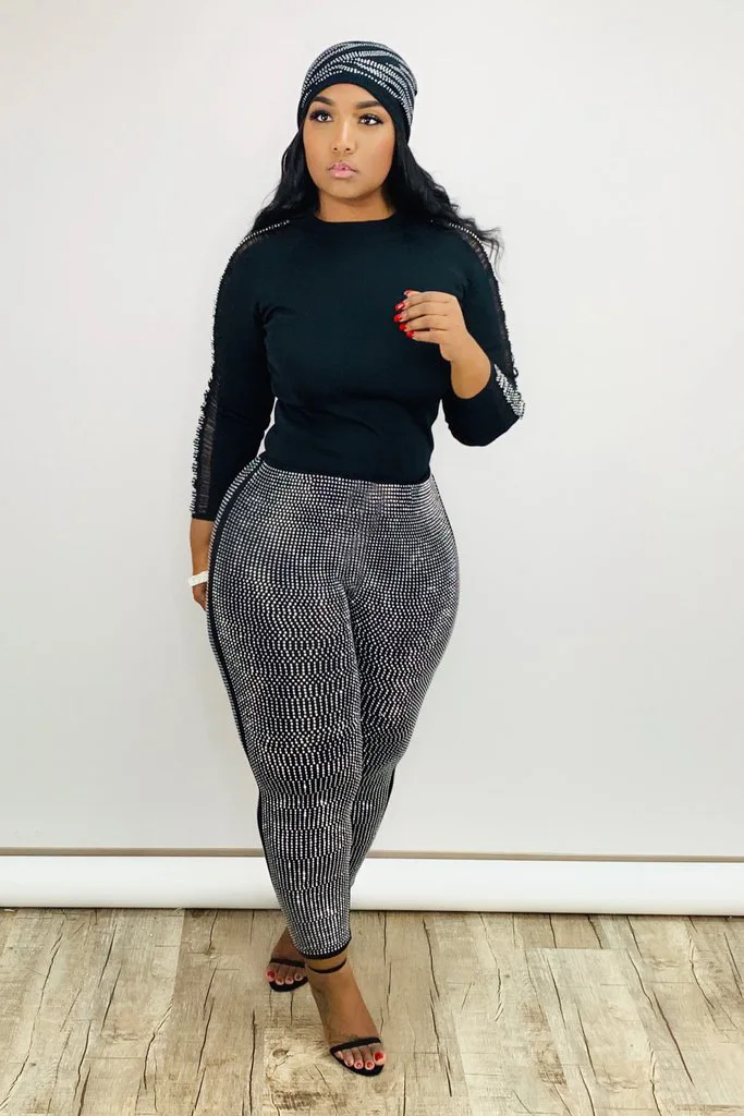 

Women's fashion two piece Sequin stitching set