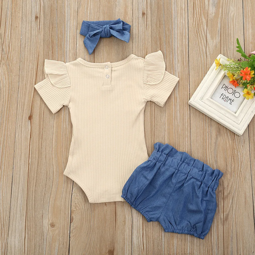 Комплект из 3 предметов с оборками бантом и рюшами для маленьких девочек комплект