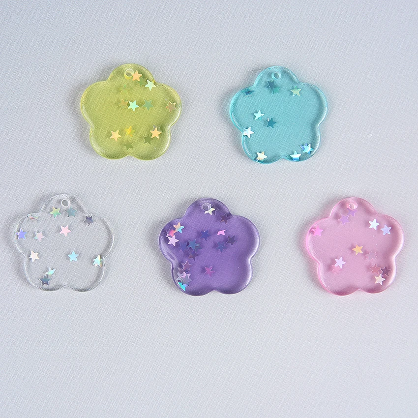 

15pcs Cute FlatBack Resin Cabochons glitter star ，cat with hole Crafts for Jewelry DIY Decoration