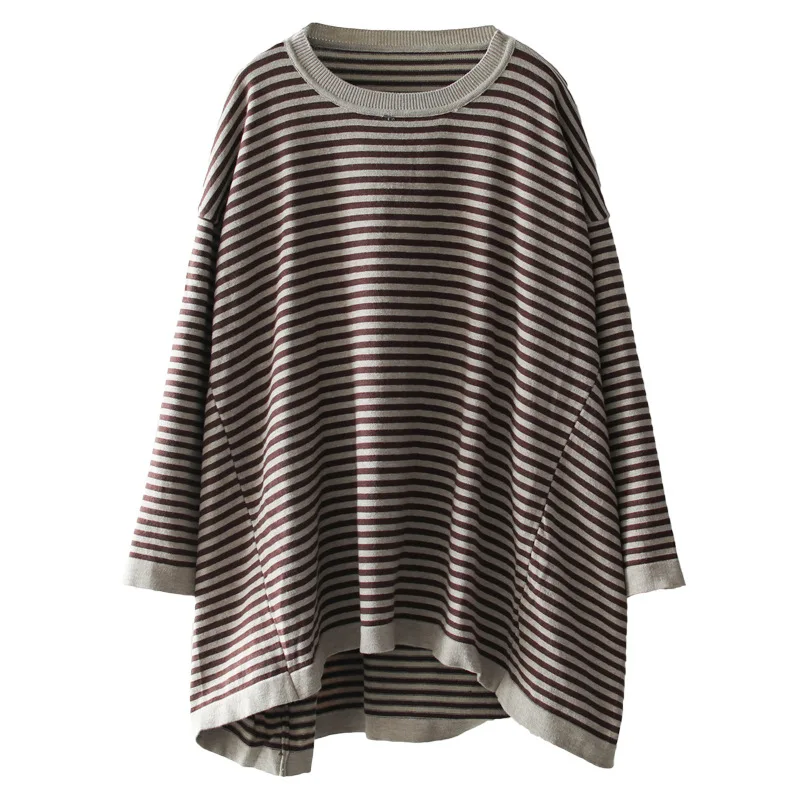 Осенне-зимний свитер женский модный вязаный большой размер свободные пуловеры