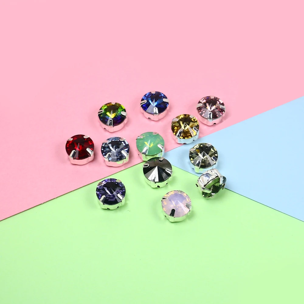 10 шт. круглые Rivoli микс цветов мм пришивные стразы с когтями прозрачные стеклянные