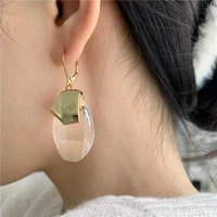 women jewelrystatement crystal drop earrings brass with 18k gold party boho t show gown runway rare korean japan trendy ins