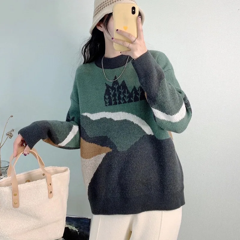 

The New Autumn and Winter Forest Retro Lazy Skirt Loose Sweater Outer Wear Sweater