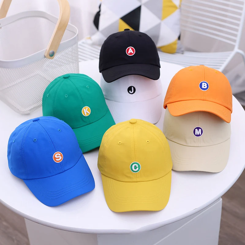 

Children's Hats Spring, Summer and Autumn Thin Girls Caps Letters Embroidery Solid Color Boys Sun Visor Baseball Caps