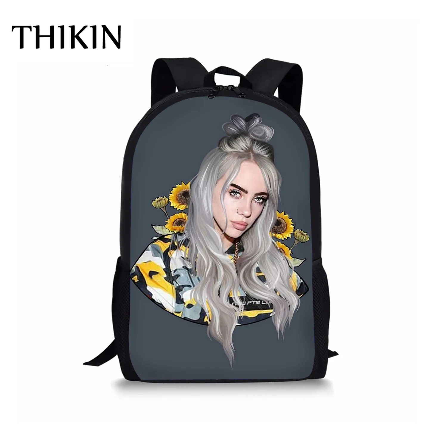 Женский рюкзак THIKIN Rapper Billie Eilish для девочек-подростков, школьная сумка в стиле хип-хоп для женщин, вместительная сумка для путешествий, Студенческая сумка Mochila - Цвет: C