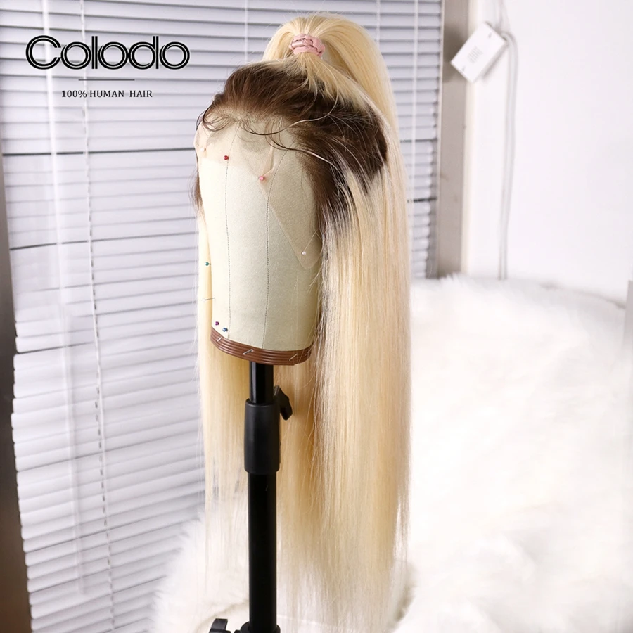 COLODO, 613, парик на кружеве с Babyhair, бразильские волосы, Remy, предварительно выщипанные, Омбре, блонд, человеческие волосы, парик, прямые парики для черных женщин