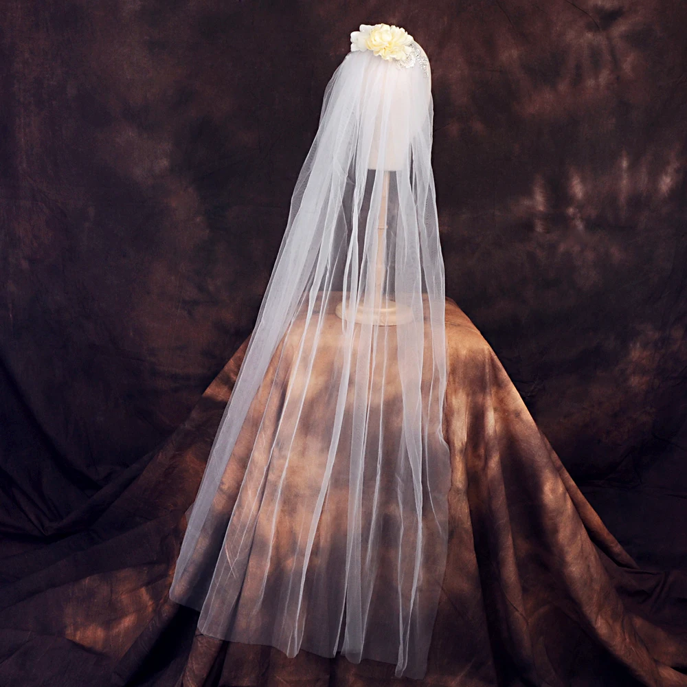 

TRiXY VS172 Flowers Bridal Veil 1.1M White/Ivory Wedding Veil One-layer Wedding Veil Bridal Veil Head Veil Wedding Accessories