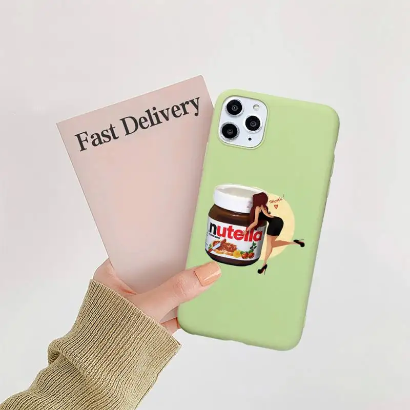 

food Chocolate Nutella Printed Pizza Phone Case Candy Color for iPhone 11 12 mini pro XS MAX 8 7 6 6S Plus X 5S SE 2020 XR