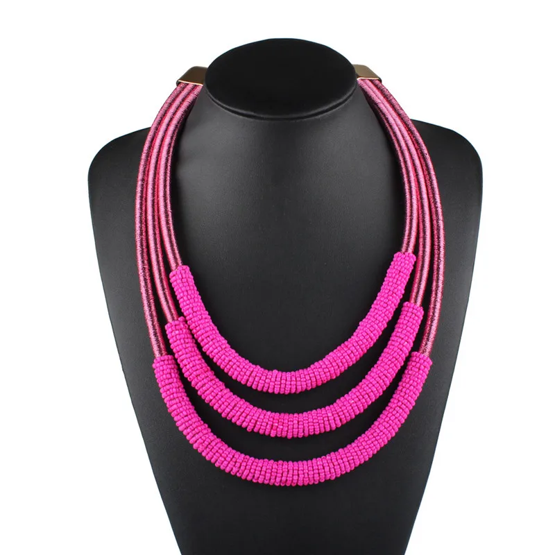 Африканская бижутерия модное многослойное ожерелье из плетеной веревки