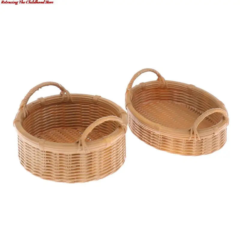 

1:12 Dollhouse Miniature Resin Fruit Bread Basket Storage Basket Model Toys