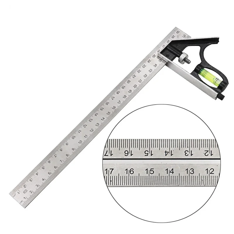 

Angle Square Measuring Tools Set Precise Stainless Steel Aluminium Durable Adjustable Combination Spirit Level 12" 300mm