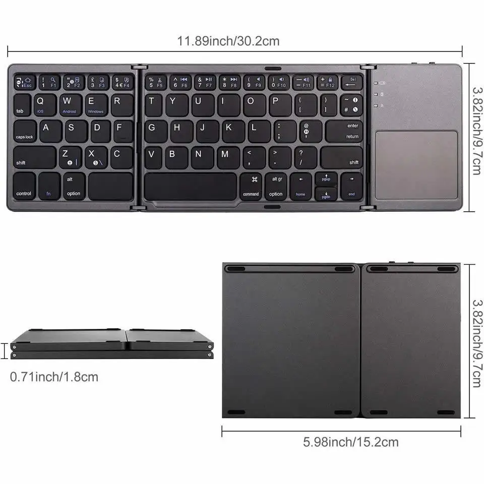 

Bluetooth Keyboard Wireless Three-folding Mini Keyboard with Touchpad for Tablet Phone Computer excellent typing Lightweight