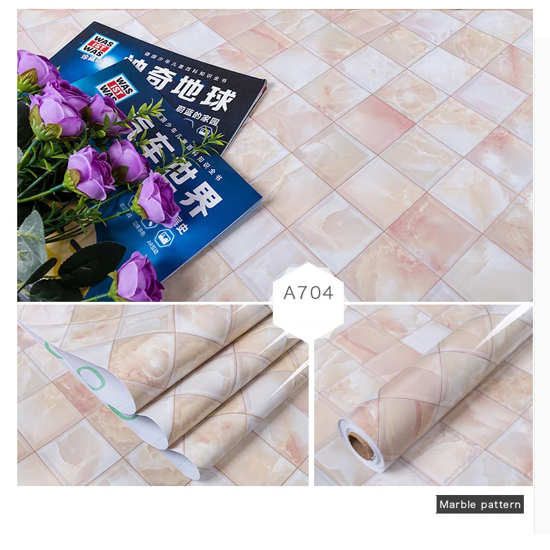 

Thick Marble Wallpaper Self-adhesive Wallpaper Waterproof PVC Kitchen Cabinets Waterproof and Oil-proof Stove Kitchen Wallpaper