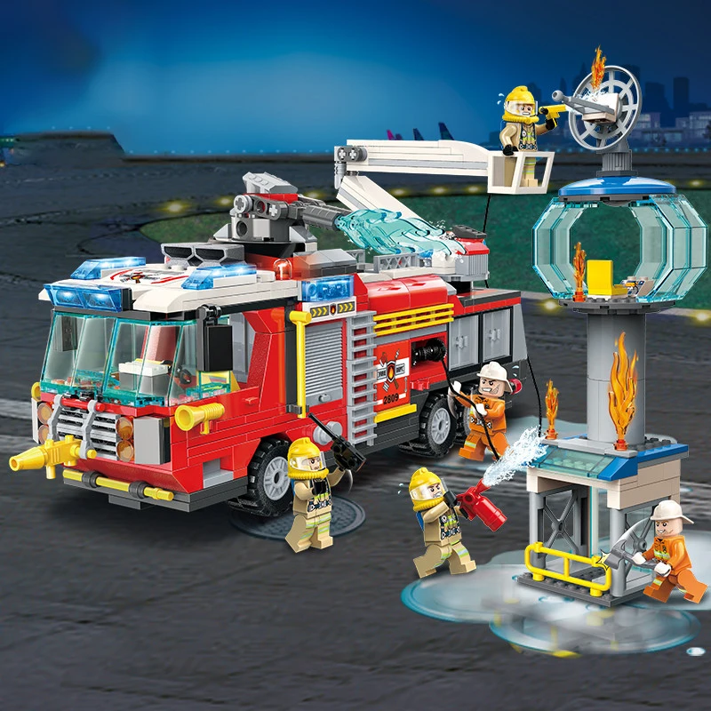 Крупный самолет аэробас городская полиция кирпичи пожарного