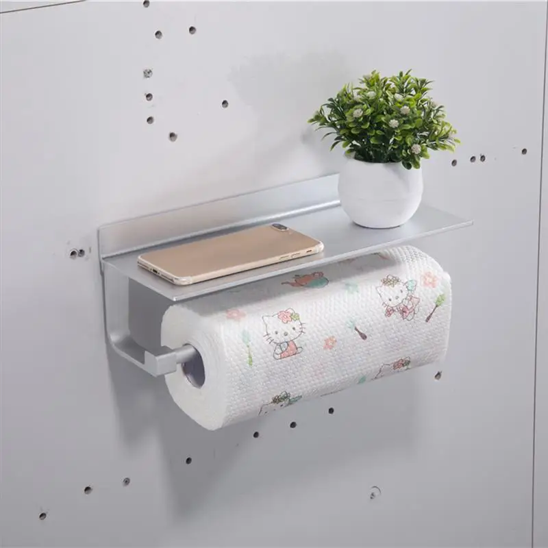 

1Pc Tissue Holder Multifunctional Aluminum Wall Mount Holder Storage Shelf for Toilet Bathroom Kitchen
