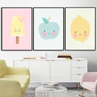 Плакаты с изображением фруктов, яблока, груши, манго, мороженого, HD печать, Картина на холсте, Современная Настенная картина для детской комнаты, украшение для дома