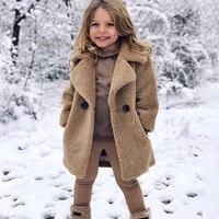 18m 6t childrens long sleeved solid color plush padded coat faux fur warm jacket windproof winter solid coat thick warm f8