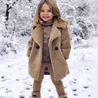 (18M-6T) Детское однотонное плюшевое мягкое пальто с длинными рукавами, теплая куртка из искусственного меха, ветрозащитное зимнее однотонное пальто, плотное теплое пальто F8 *