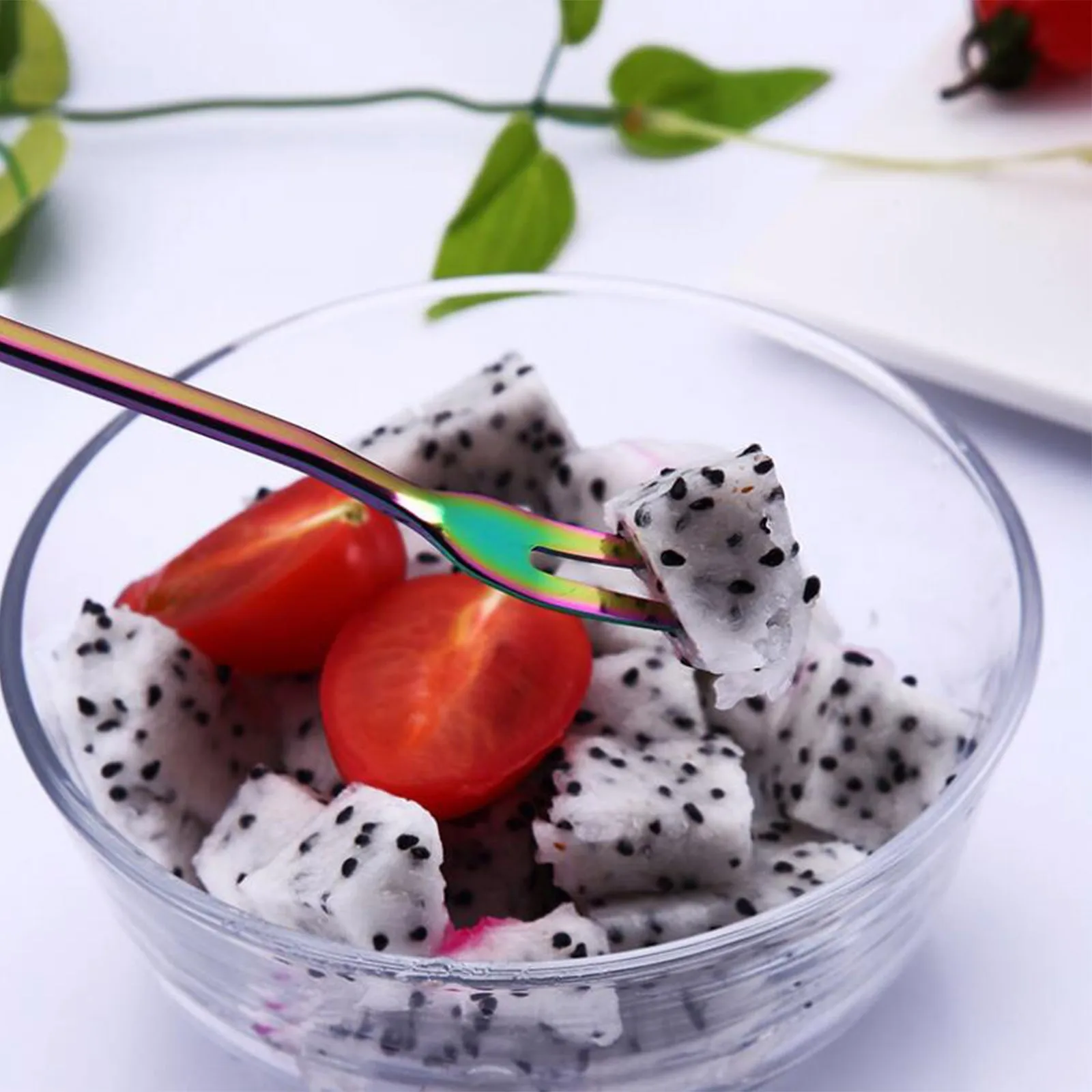 304 Stainless Steel Flower Seven Color Dessert Fork Fruit Cute Cat Spoon Cake Tiny | Дом и сад