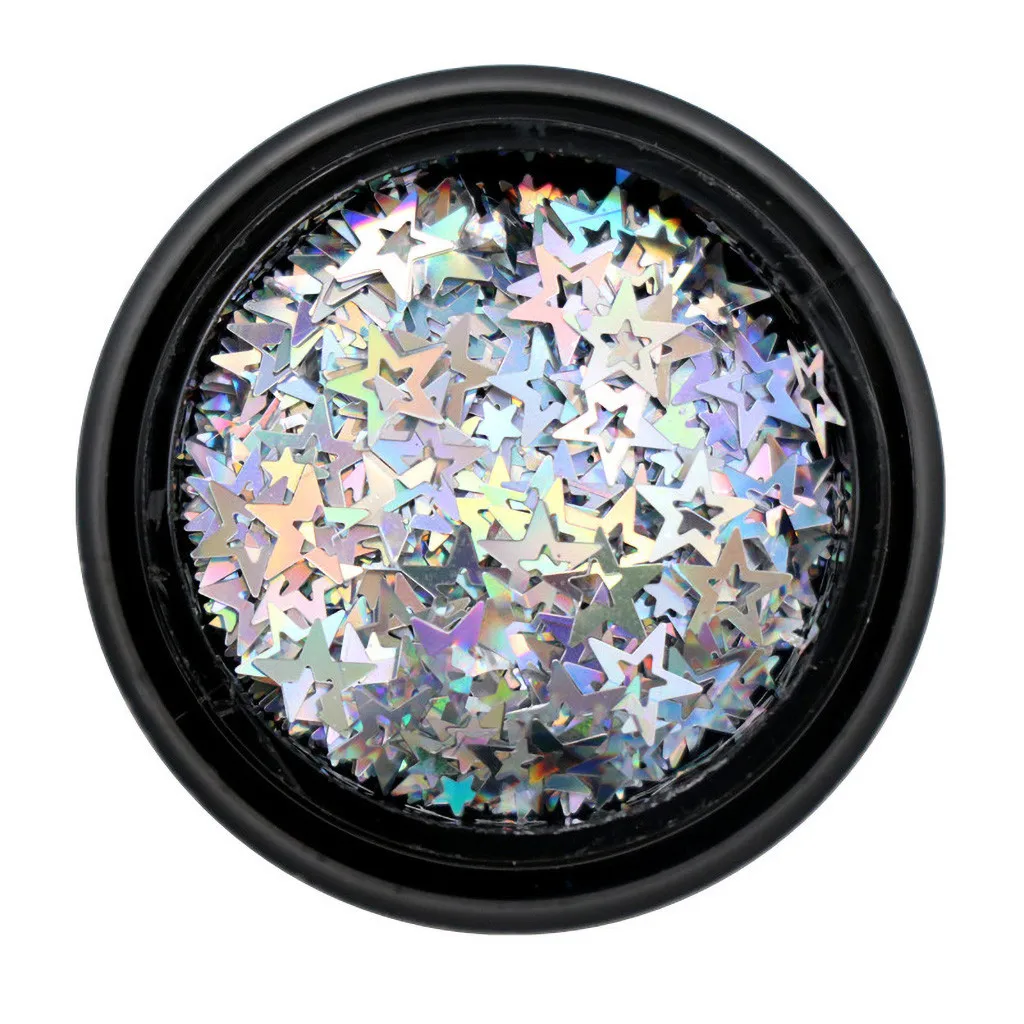 1 Box Of PVC Pentagonal Nail Stickers Star Sequins Nails Art Deco Flash Set Mermaid Sparkling | Красота и здоровье