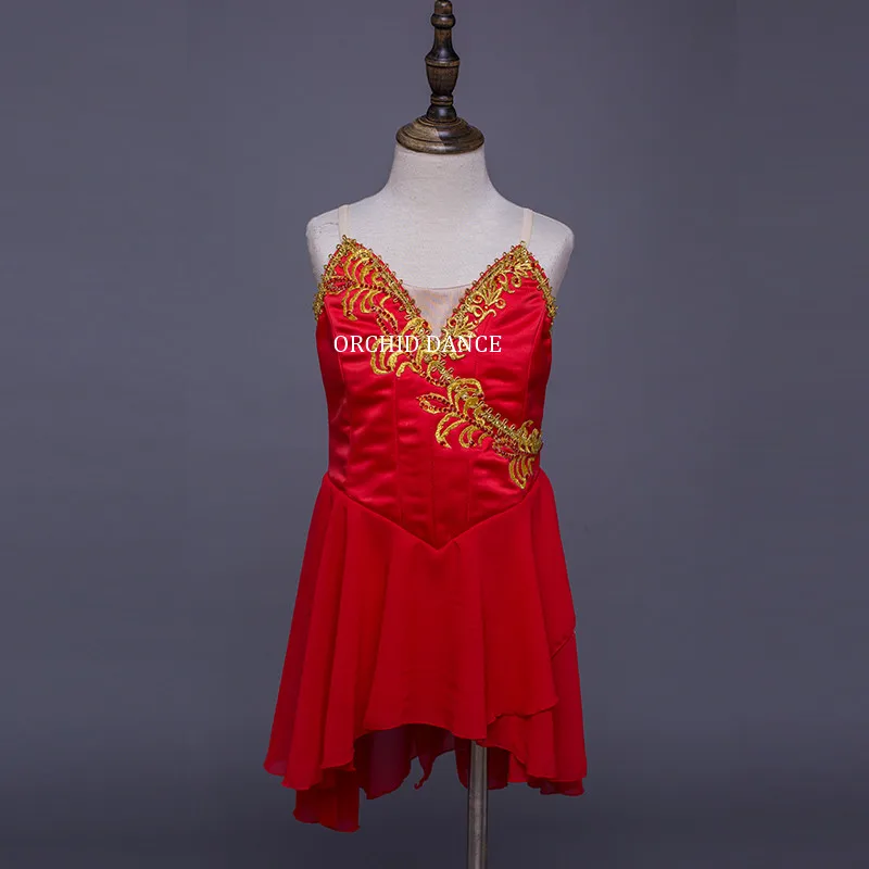 Детская одежда для сцены девочек красный современный балетный костюм на