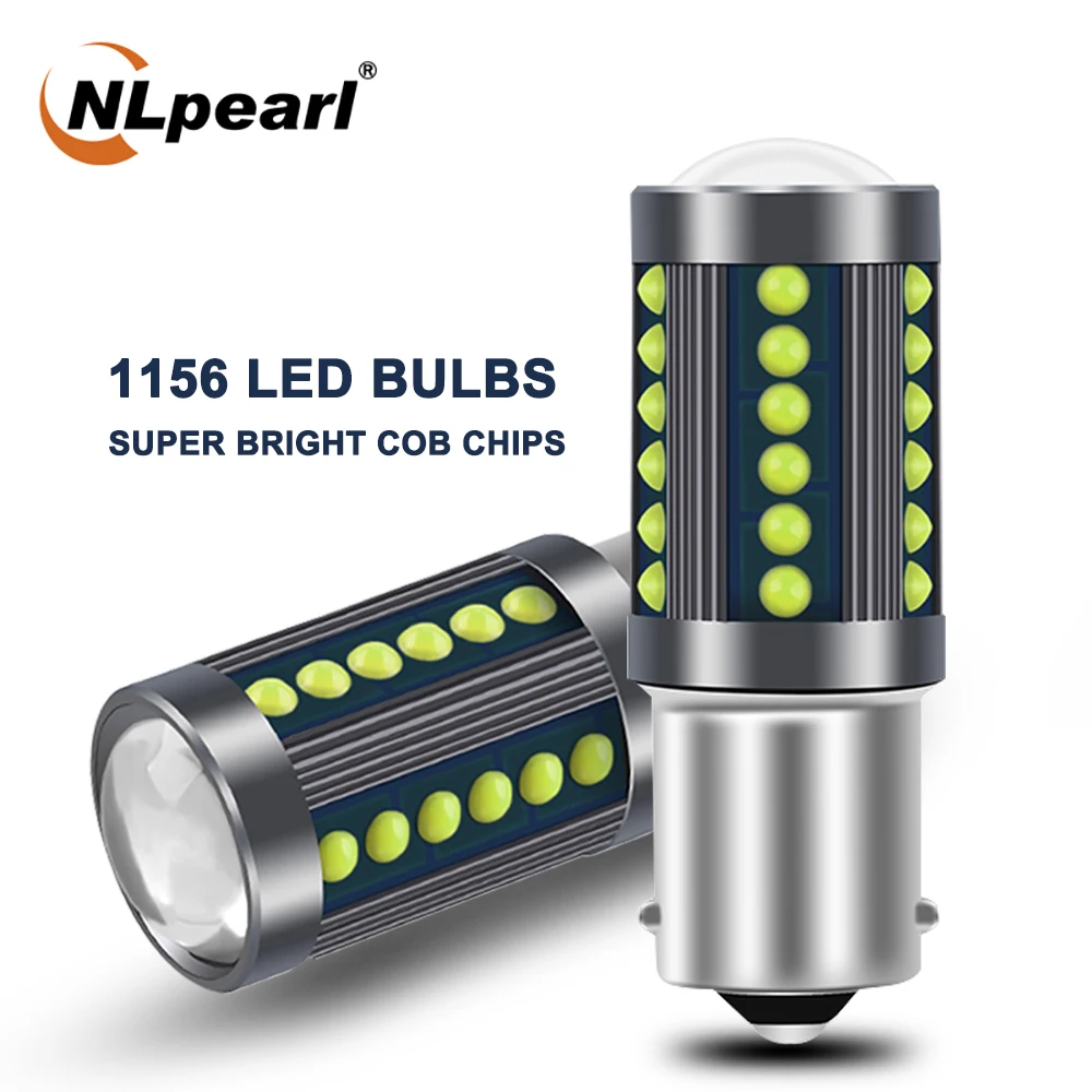 

NLpearl 2X Signal Lamp 1156 Led Bau15 Py21W Ba15s P21w LED Bulb Cob Chips 1157 Led Bay15d P21/5W Car Turn Signal Brake Light 12V